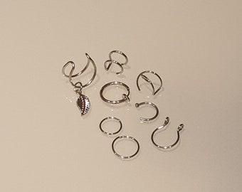 Set 8 Teile Fake Piercing Septum Ohr Manschette Ring  Body Schmuck