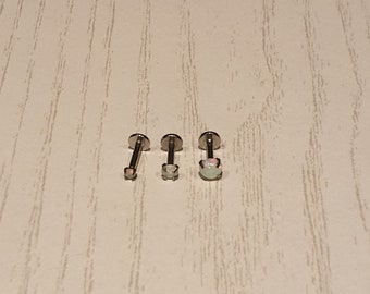 16 G Opal  weiß Labret Ohr Helix Knorpel Ohrring Silber/ Nase / 1,2mm /