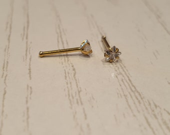 1 Stück minimalistisches Piercing  Gold / Zirkon/ Nase / Ohr / Lippe /  / Tragus / Helix  0,8mm / 20G / 7mm