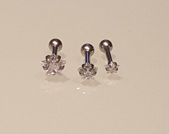 18G Piercing  Stern /Kristall / Tragus / Helix / Knorpel / Ohrring / Studs / Ohr