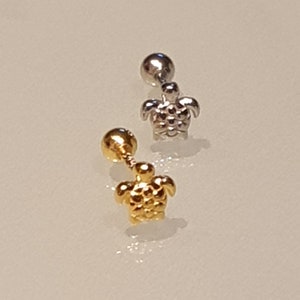 22G Mini Turtle 925 Silver / Ear / Tragus / Helix / Ear Jewelry, Ear Cartilage