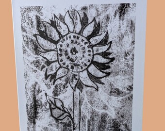 Sunflower Monoprinted Greetings Card