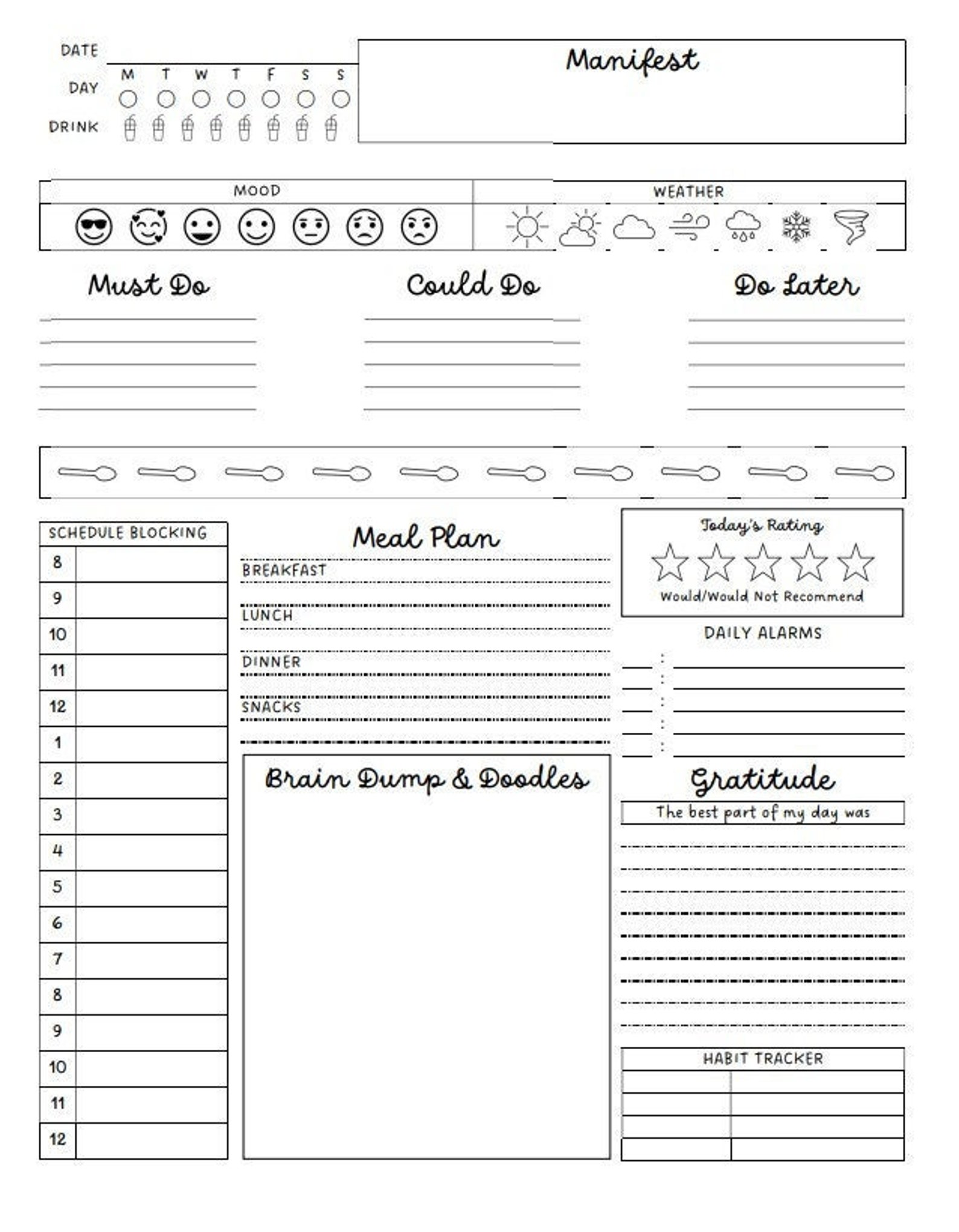 Adhd Daily Planner Template