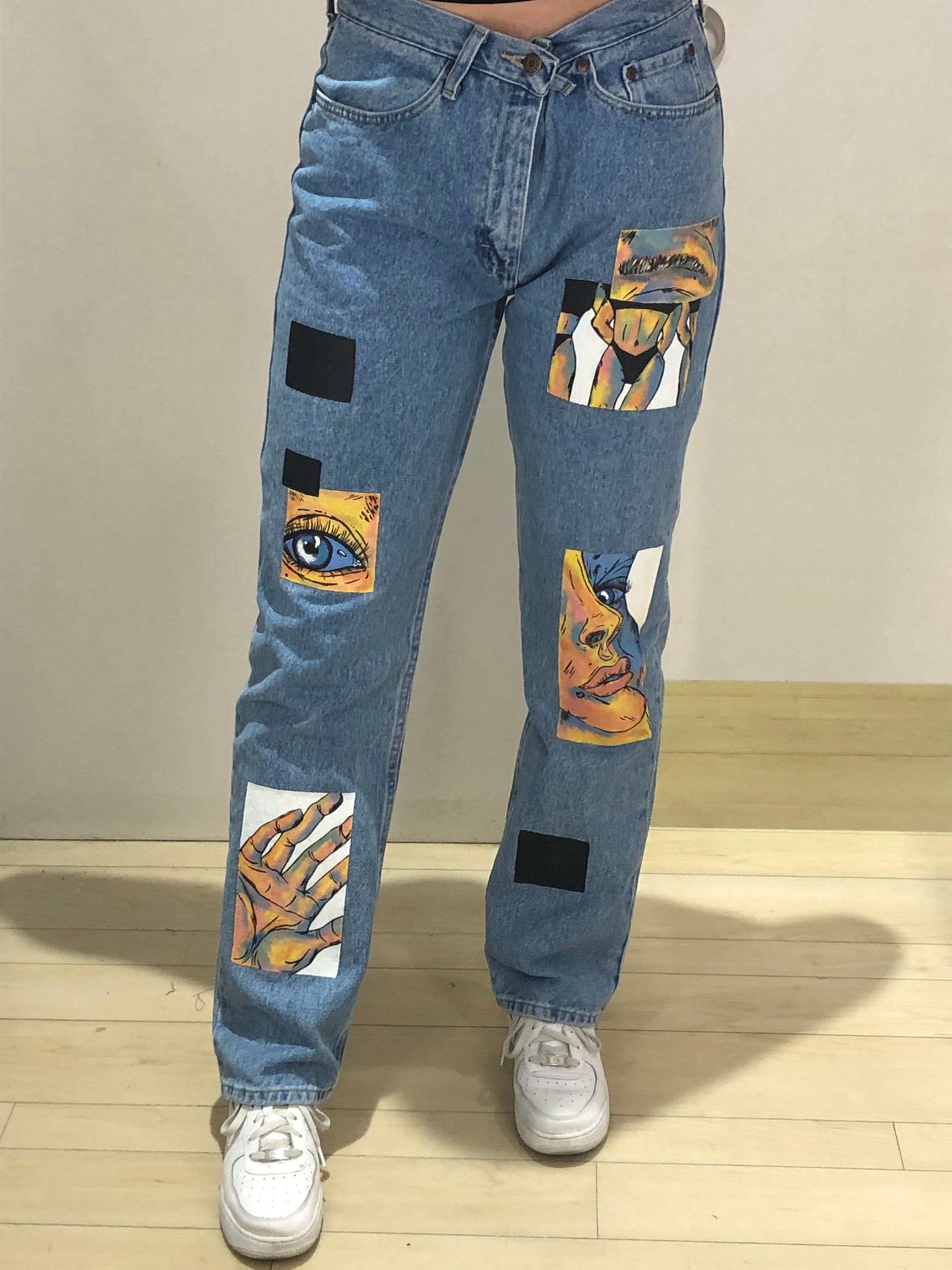 Custom DENIM Hand painted Etsy
