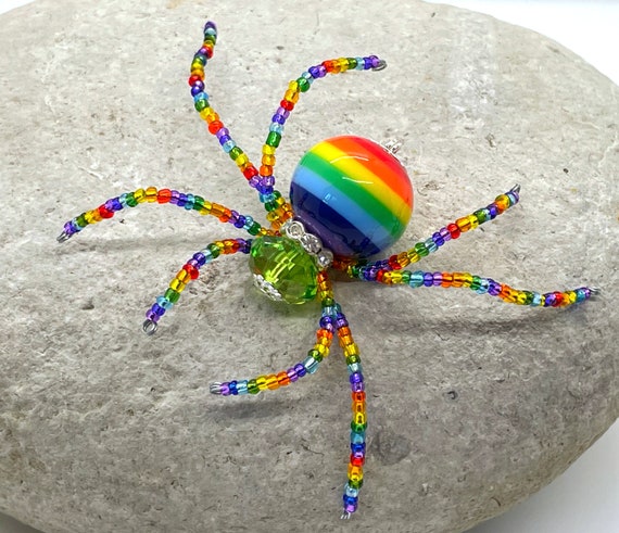 The Rainbow Beaded Christmas Spider, hand beaded decorative keepsake & story