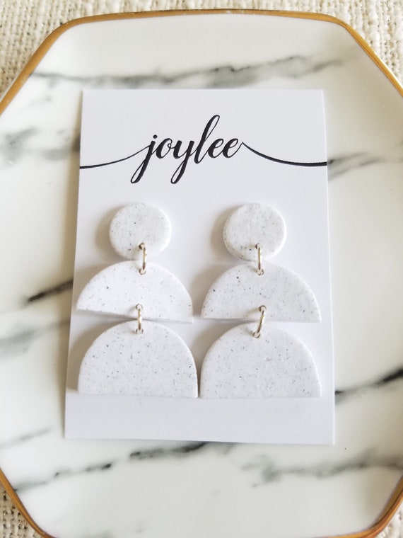 White Speckled mckenna Polymer Clay Earrings Etsy Australia