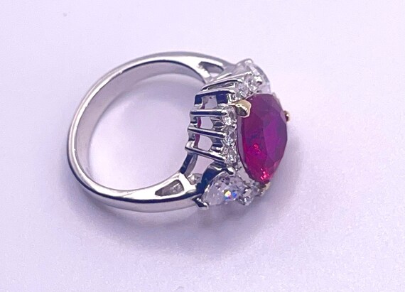 Rich Red Ruby Heart Silver Ring with Gold - image 6