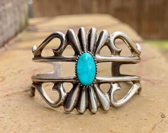 Vintage Türkis Silber Armspange: Navajo Stil