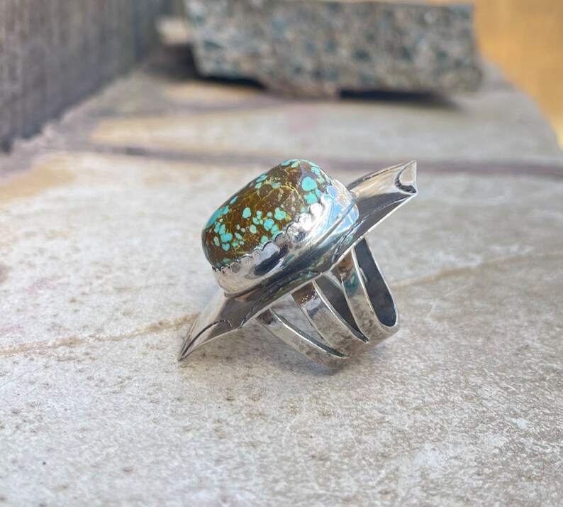 Native American Navajo Turquoise Sterling Ring Size 7 Signed D Skeets ...