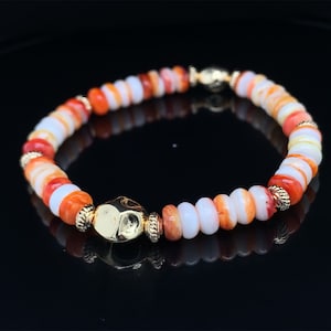 Genuine Spiny Oyster Shell Bracelet with Gold Filled Beads Natural Boho Style American Indian SSBR06092 Birthday Gift