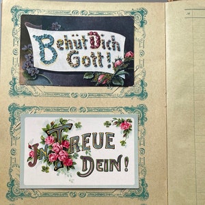 Fleurs avec inscription commémorative, carte postale allemande ancienne