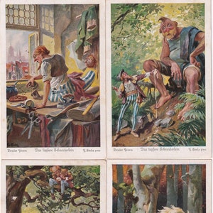 Zum Auswählen:  Das tapfere Schneiderlein, deutsche Vintage-Postkarte (Serie 299) von G. Hinke, 1924 versendet