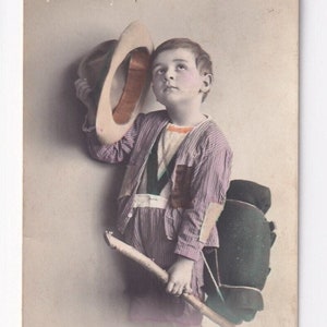 Paire de cartes postales anciennes : Pauvre garçon artisan