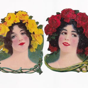 Frauenkopf mit Blumenhaarkranz, antike Oblate
