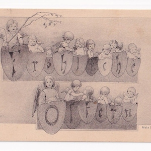 Meta Löwe: Angelo in guscio d'uovo con lettere (Buona Pasqua), cartolina d'epoca svizzera, 1927