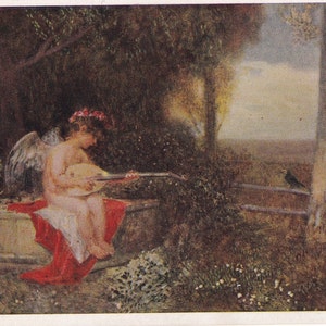Eduard Veith: Amor spielt Liebeslied, deutsche Vintage-Postkarte
