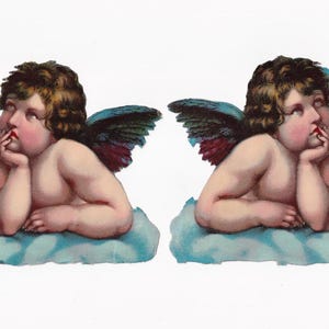 Zum Auswählen: Raffael-Engel auf Wolke, Vintage-Oblate