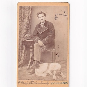 Count in loden jacket with dog, German visit photo (Joh. Kiesel, Immenstadt)