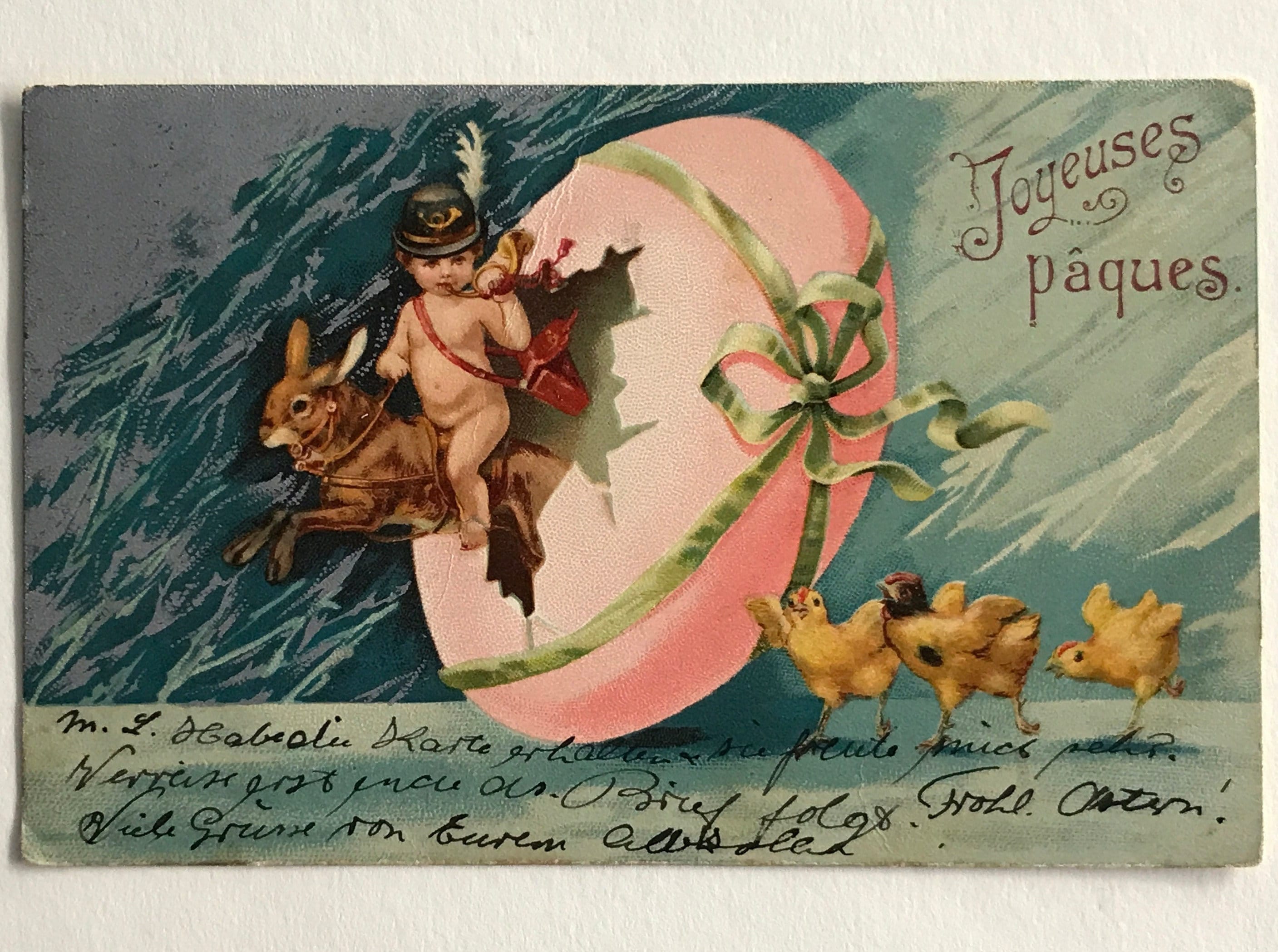 Postman Rides on Rabbit From an Easter Egg Antique Postcard - Etsy