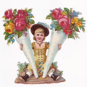 Mädchen mit Füllhörnern, Vintage-Oblate
