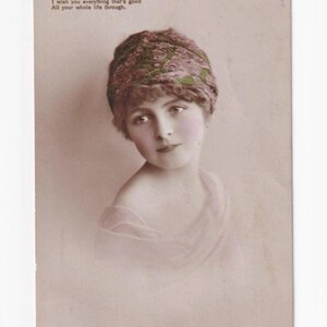 Mädchen mit Turban, antike deutsche Postkarte, 1917 (?) versendet