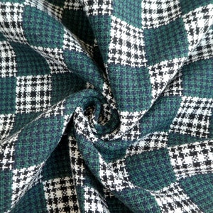 Tissu de laine écossais écossais vert à carreaux par 1/2 yard, livraison express - tissu de haute qualité pour jeté de couverture ou manteau