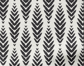White - black Ikat pattern designed digital printed polyester Upholstery fabric by the yard, Strong fabric for bags cushions pouches