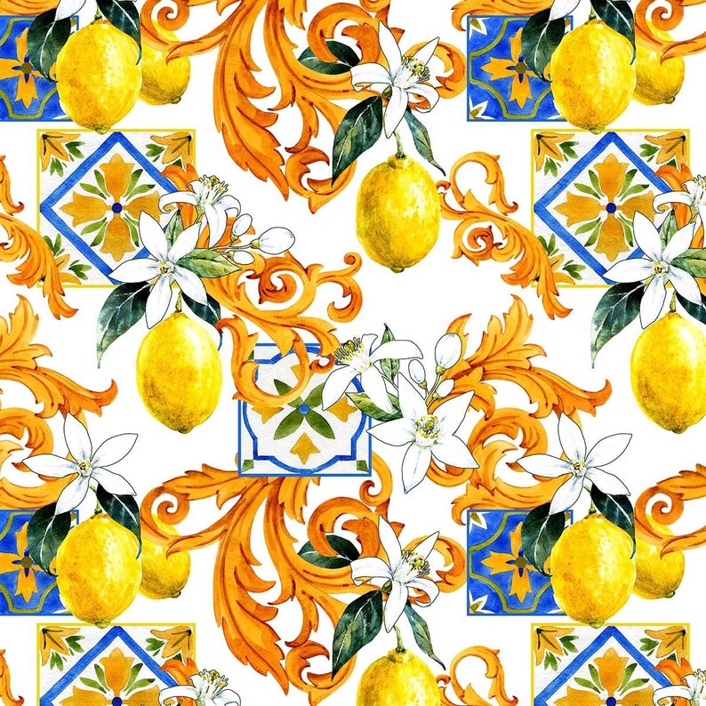 Citroenprint in 9 verschillende designs Bekledingsstof op maat gesneden, Digitaal bedrukte stof Voor stoffering Gordijnen Banken Huishoudtextiel Print no 5