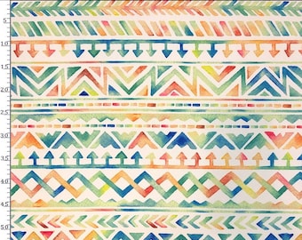 Geometric Watercolor Striped Upholstery fabric by the yard, Colorful Ethnic Bohemian Tapestry Chair Sofa Bench Furniture Fabric
