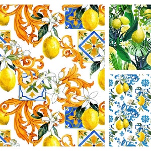 Lemon print in 9 different designs Upholstery Fabric by the yard, Digital printed fabric For Soft Furnishings Curtains Sofas Home Textiles