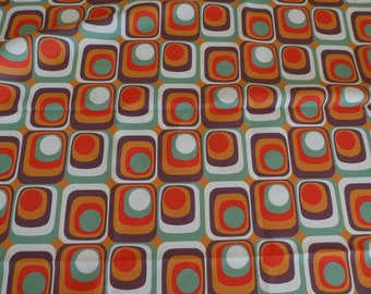 Retro Geometric Fabric, Vintage 1970s Home Decor Fabric by