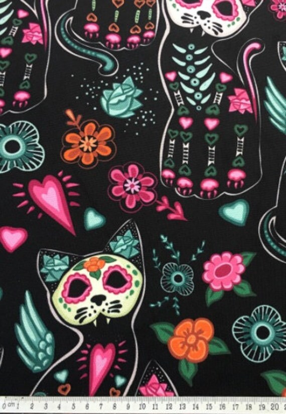 Craft Supplies & Tools Pop Art Cat Skulls Print Upholstery Fabric