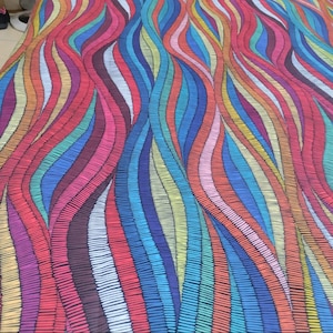 Geometric colorful wave pattern Fabric by the yard, Rainbow modern Fabric for Home Decor, Cushion Fabric, outdoor Chair Upholstery Fabric