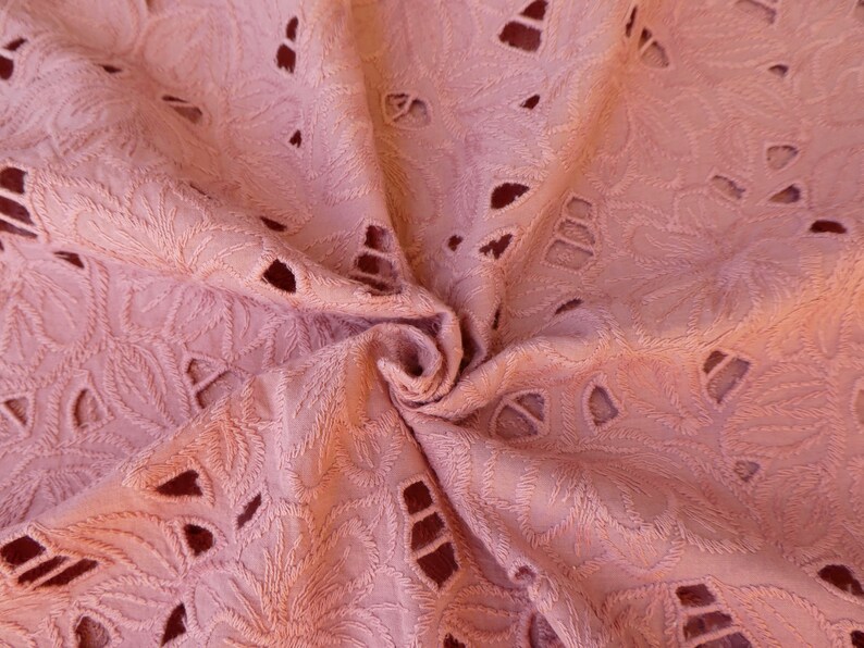 Dusty Pink Eyelet Cotton Floral Fabric by the 1/2 Yard Lace Etsy