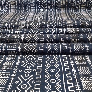 Indigo Aztec Patterned Upholstery fabric by the yard, Digital printed fabric for bags cushions pouches furnitures