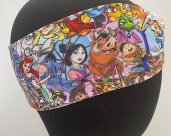 Character mash-up Disney headband. Pinocchio, Bambi, castle, Toy Story, stitch, beauty and the beast, Whinnie the Pooh, princess & the frog