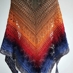 Crochet shawl pattern, crochet pattern, shawl pattern, digital pattern, charted pattern, crochet chart, triangle shawl, Defiti Shawl image 2