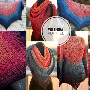 Patrón de crochet, patrón de triángulo, pdf, patrón digital, patrón gráfico, chal de crochet, forma de pentágono, patrón de pentágono, patrón de cuadrados, Volterra