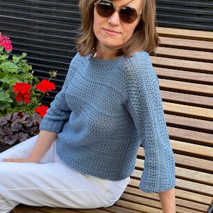 Crochet pattern, blouse pattern, pdf file,digital pattern,charted pattern,crochet blouse,  crochet sweater, Oriana Blouse
