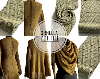 Ornella Knitted Triangle Shawl Pattern, Charted Scarf (PDF Pattern)