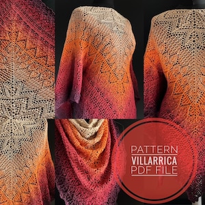 Crochet shawl pattern, shawl pattern, pdf file, digital pattern, charted pattern, crochet chart,womans wrap triangle shawl, Villarrica Shawl