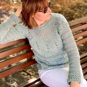 Crochet pattern, blouse pattern, cloth pattern,pdf file,digital pattern,charted pattern,crochet blouse,  crochet sweater,  Annalisa Blouse