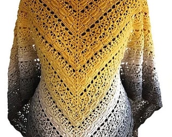 Crochet pattern, crochet triangle pattern, triangle pattern, digital pattern, charted pattern, crochet chart, womans wrap, Stella Shawl