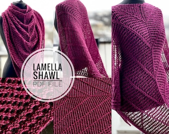 Knitted pattern, triangle pattern, pdf file,digital pattern,charted pattern,knitted shawl,knitted scarf, shawl pattern, LaMella