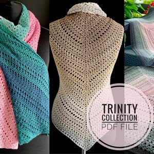 Patrón de cuadrado de crochet, patrón de triángulo, patrón de rectángulo, patrón digital, patrón gráfico, gráfico de crochet, manta, Colección Trinity