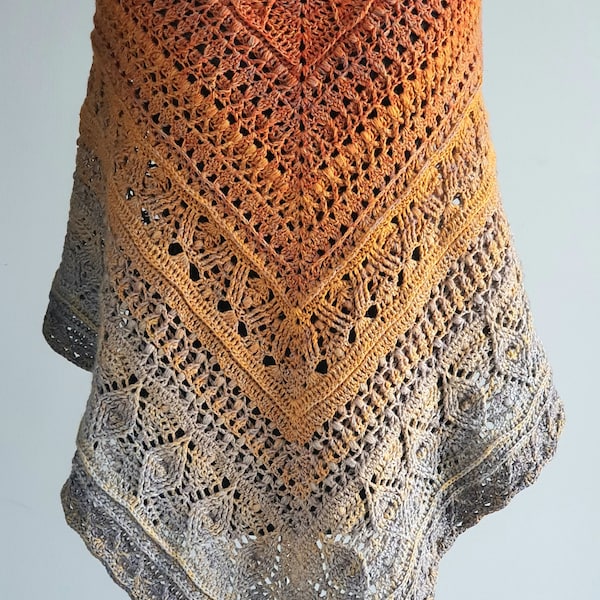 Modèle de châle au crochet, modèle au crochet, modèle de châle, modèle numérique, modèle cartographique, tableau au crochet, châle triangle, châle Defiti