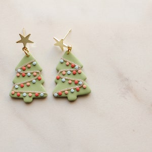 Christmas tree polymer clay earrings