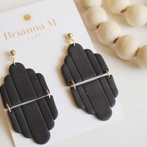 black statement polymer clay earrings