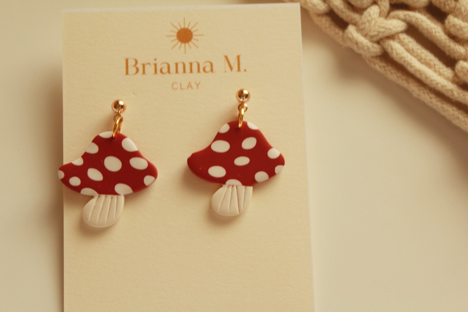 Mushroom polymer clay earrings deals