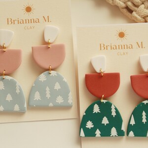 christmas tree polymer clay earrings